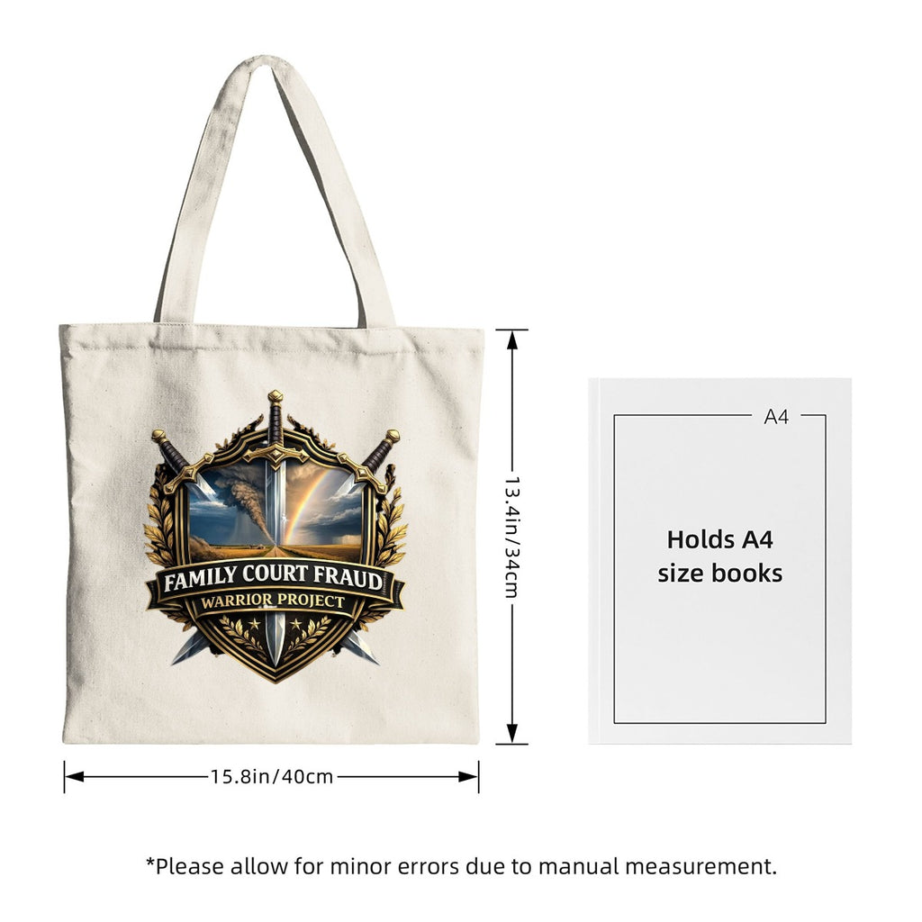 FAMILY COURT FRAUD WARRIOR PROJECT LOGO Canvas Tote Bag